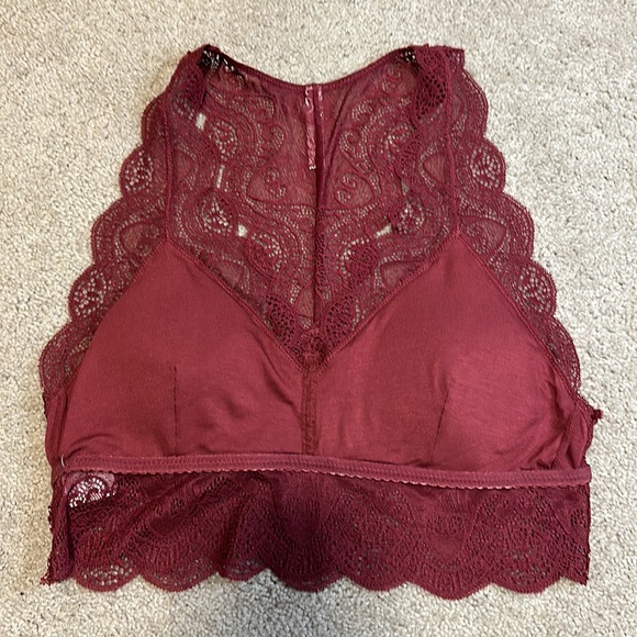 Zenana wine lace racerback bralette w/ pads L - Picture 4 of 9